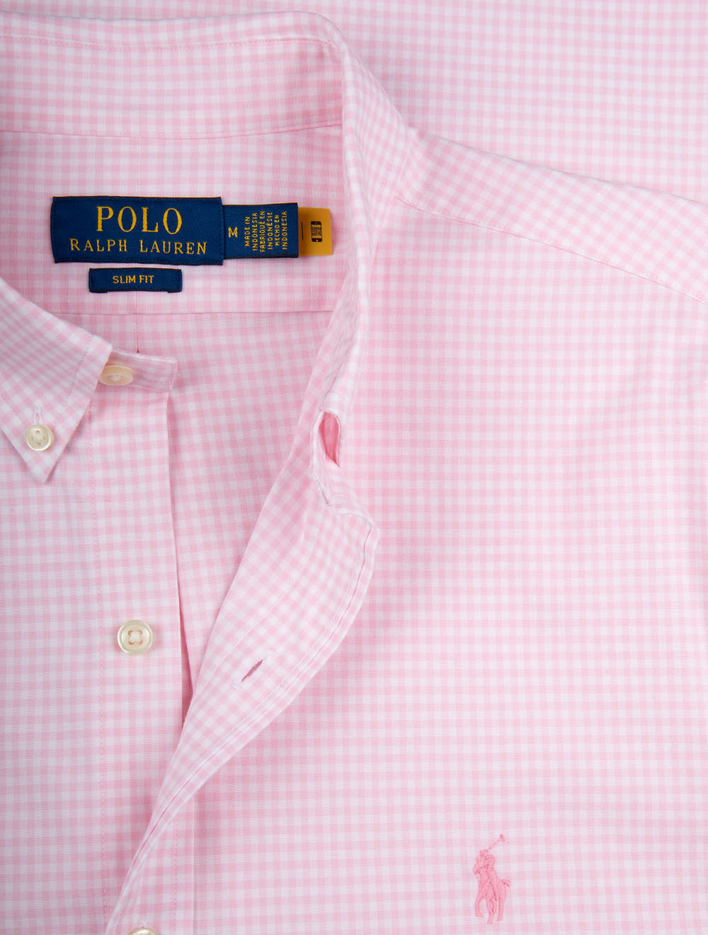 Slim Fit Gingham Cotton Poplin Shirt Pink