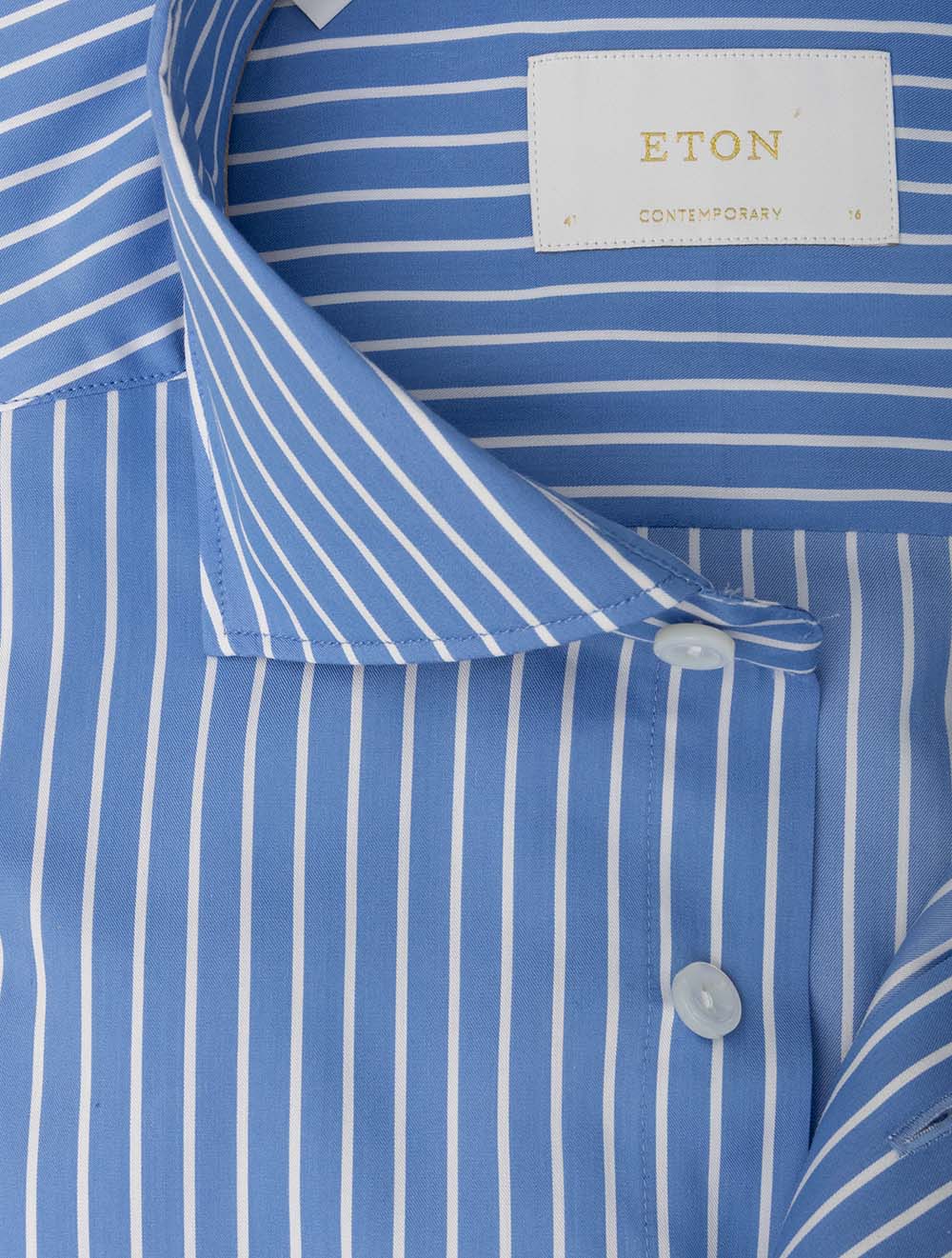 Contemporary Cotton & Silk Stripe Shirt Blue