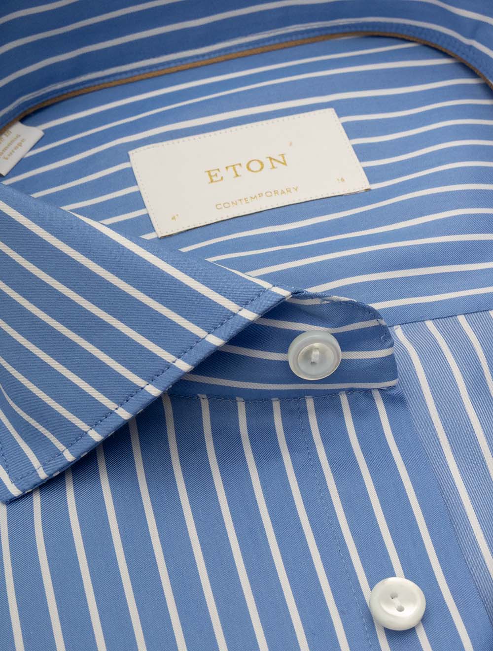 Contemporary Cotton & Silk Stripe Shirt Blue