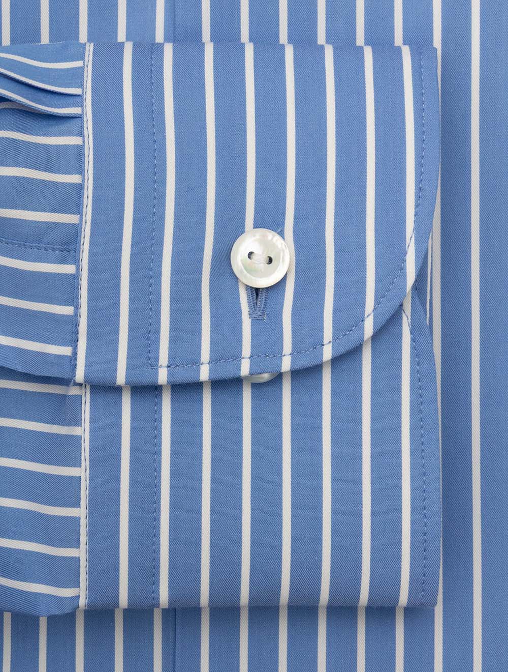 Contemporary Cotton & Silk Stripe Shirt Blue