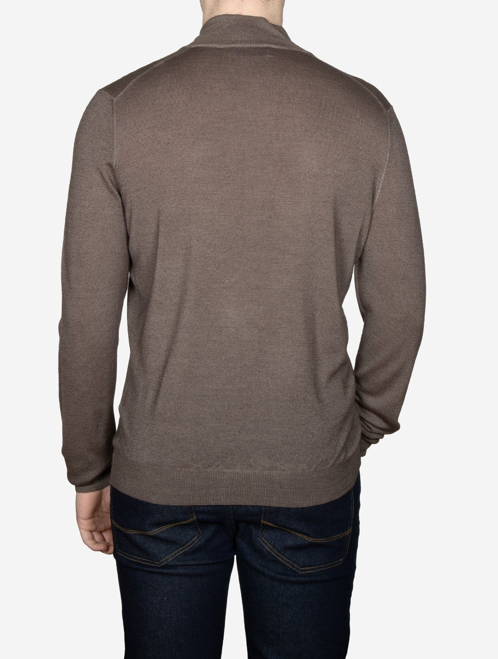 Mock Neck Half Zip Knitwear Brown