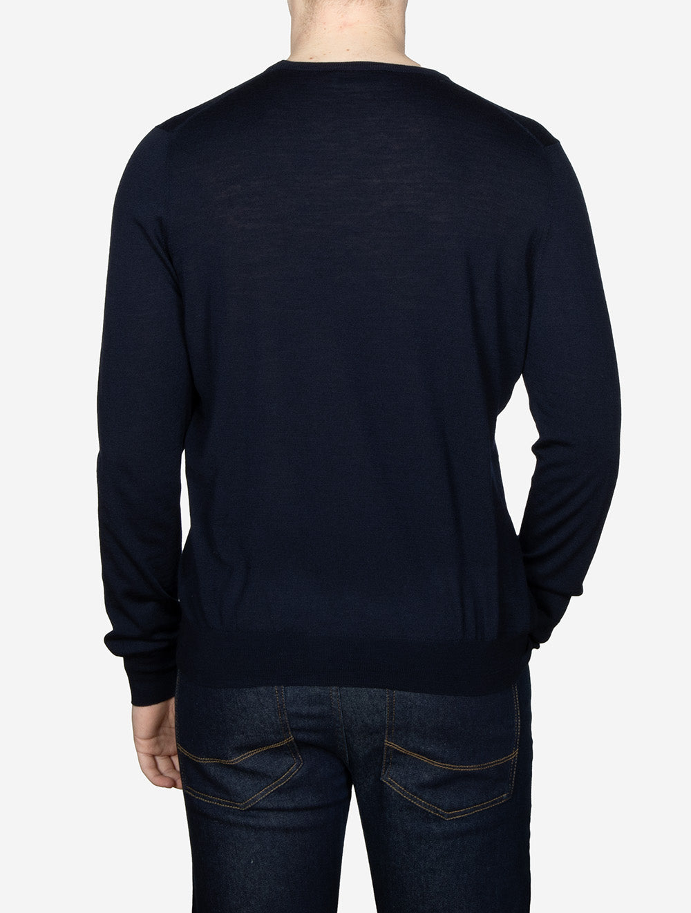 Long Sleeve Virgin Wool Crew Jersey Navy