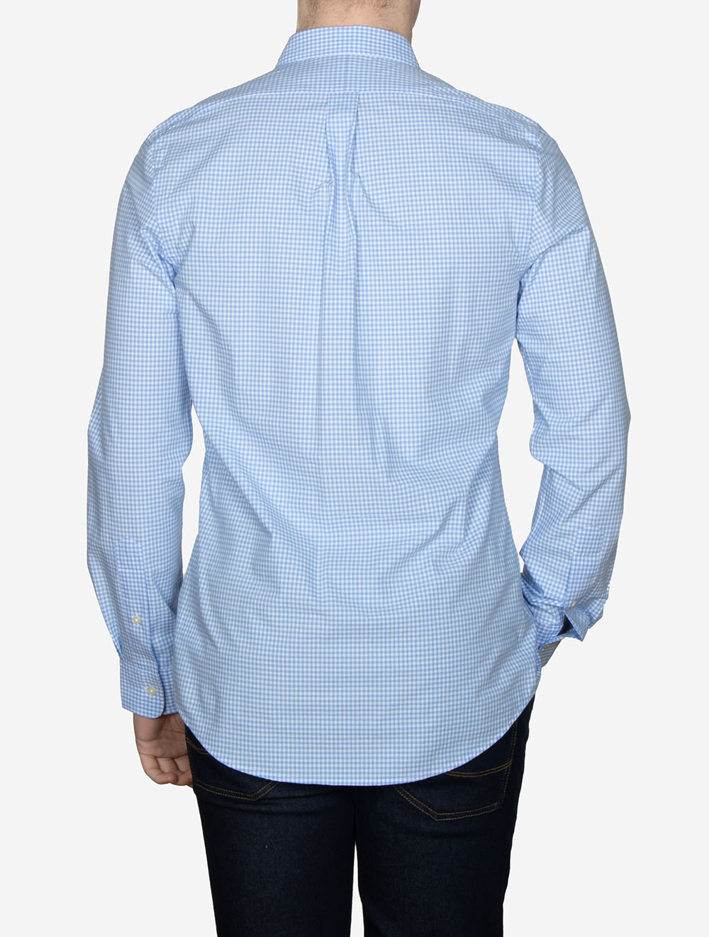 Slim Fit Gingham Cotton Poplin Shirt Blue