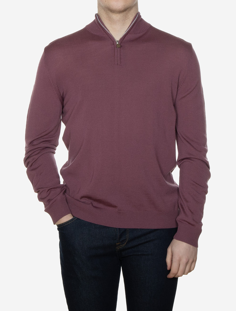 Half Zip Merino Wool Jumper Purple