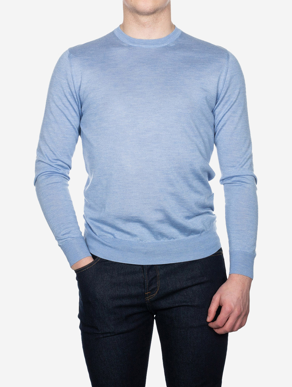 Fedeli Crew Neck Long Sleeve Sweater Blue AI1