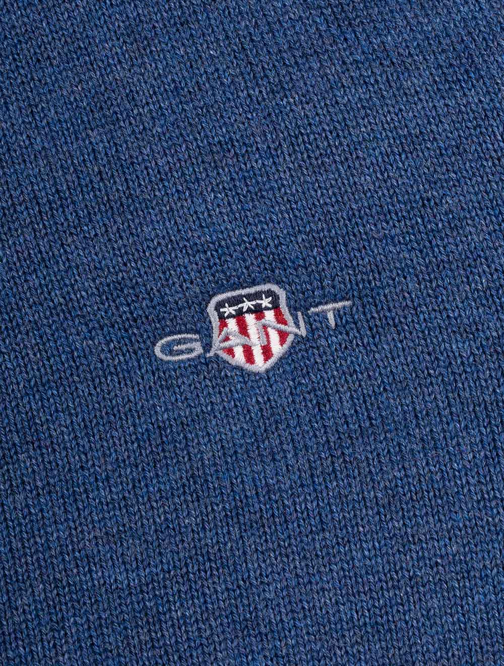 Gant Casual Cotton Zip Cardigan Dark Jeansblue Melange AI4