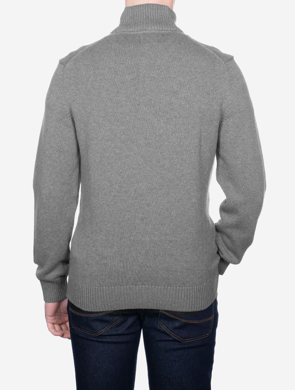 Pull décontracté en coton à demi-fermeture éclair gris foncé mélangé