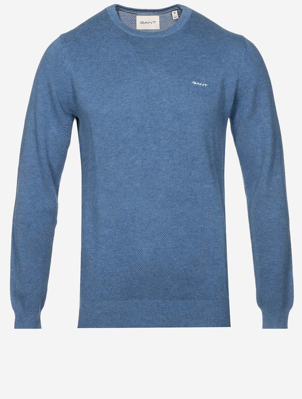 Cotton pique Crew Neck Denim Blue Melange