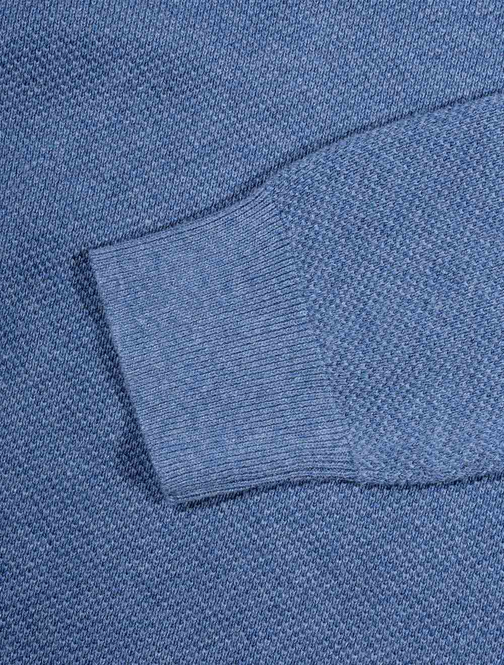 Baumwollpiqué Rundhalsausschnitt Denim Blue Melange