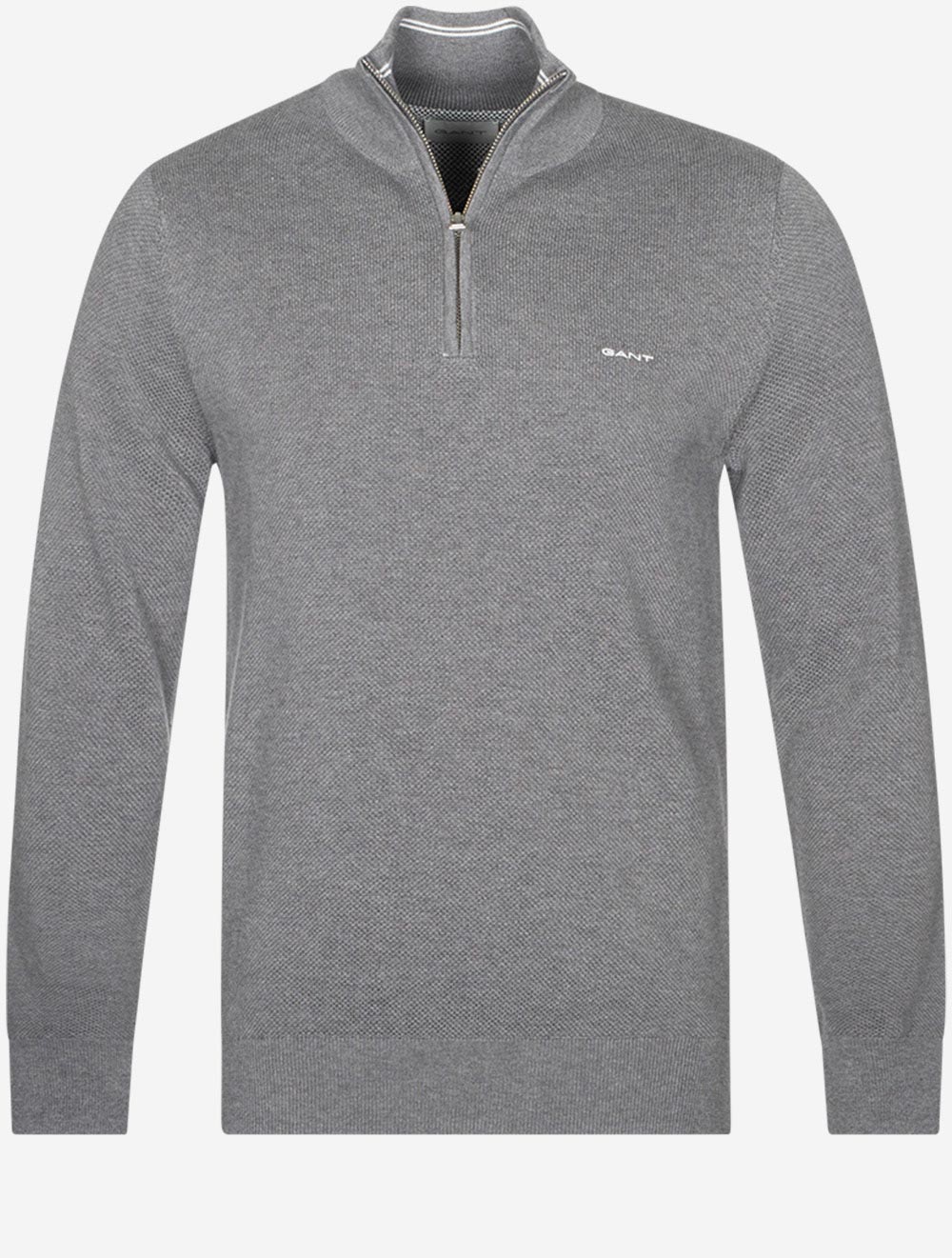 Gant Cotton Pique Half Zip Dark Grey Melange MI