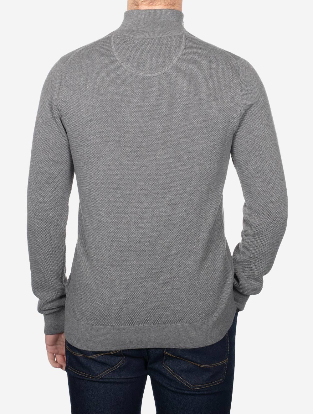 Gant Cotton Pique Half Zip Dark Grey Melange AI2