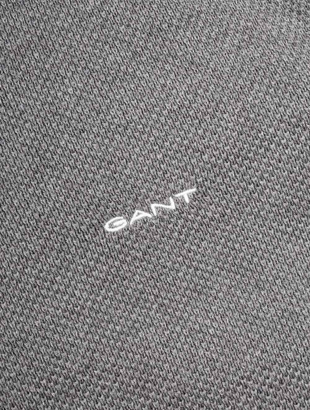 Gant Cotton Pique Half Zip Dark Grey Melange AI4