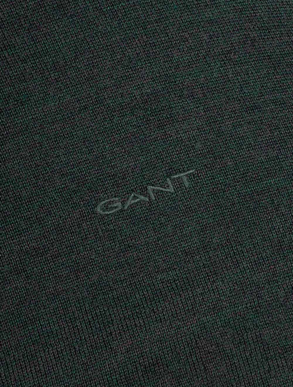 Gant Extra Fine Merino Wool Half Zip Tartan Green AI1