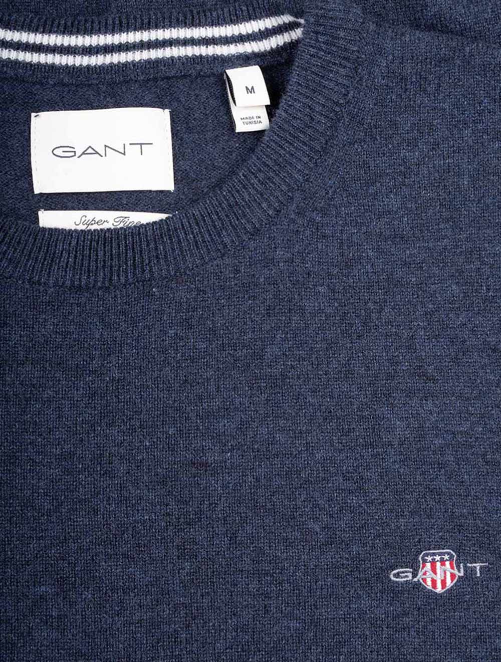 Superfine Lambswool Crew Neck Dark Navy Melange