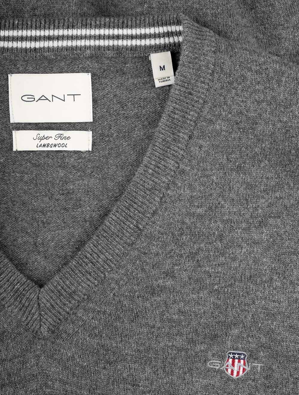 Superfine Lambswool V Neck Charcoal Melange