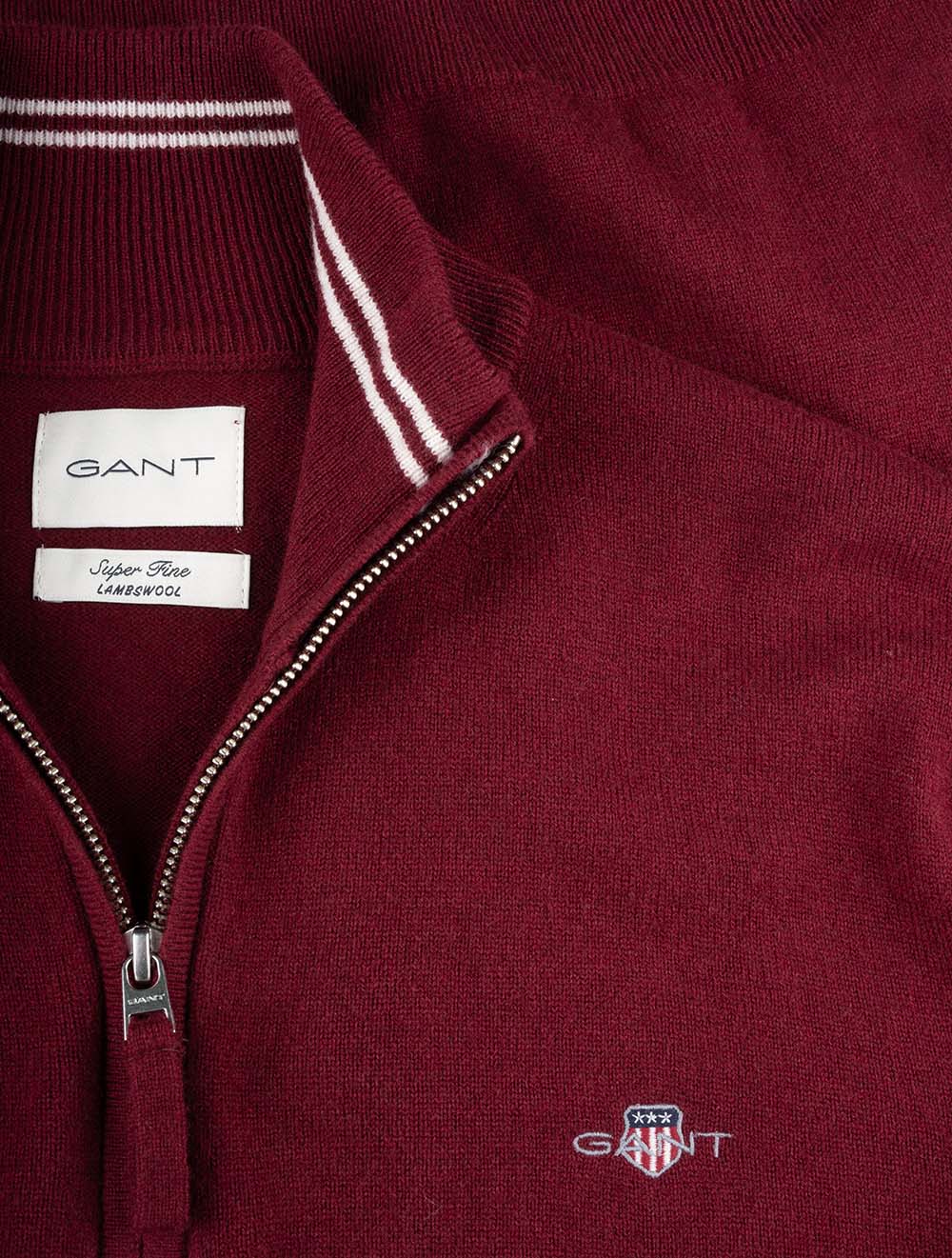 Superfine Lambswool Half Zip Plumped Red