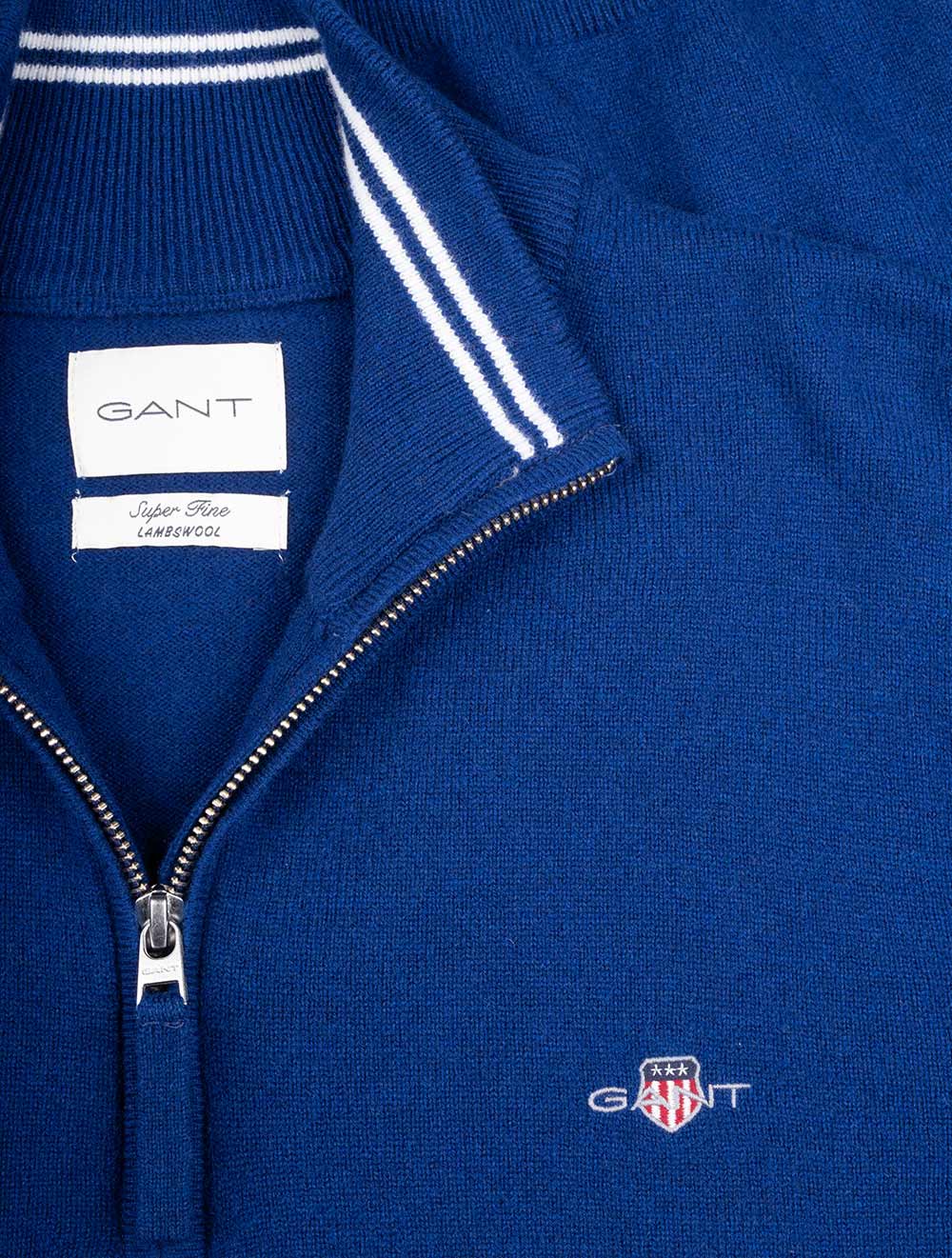 Gant Superfine Lambswool Half Zip College Blue AI3