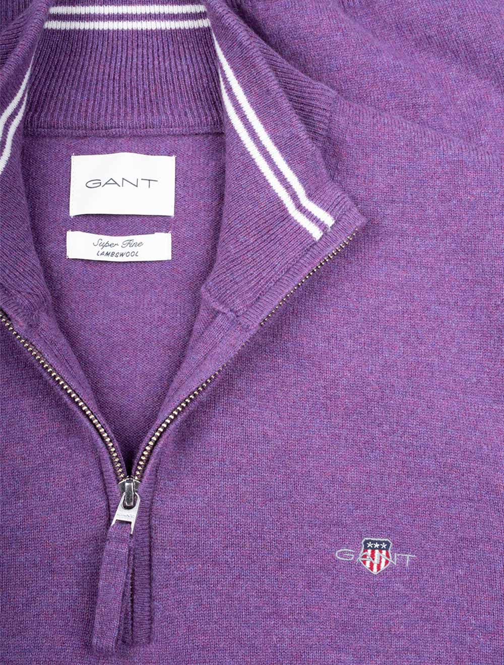 Gant Superfine Lambswool Half Zip Lilac AI3