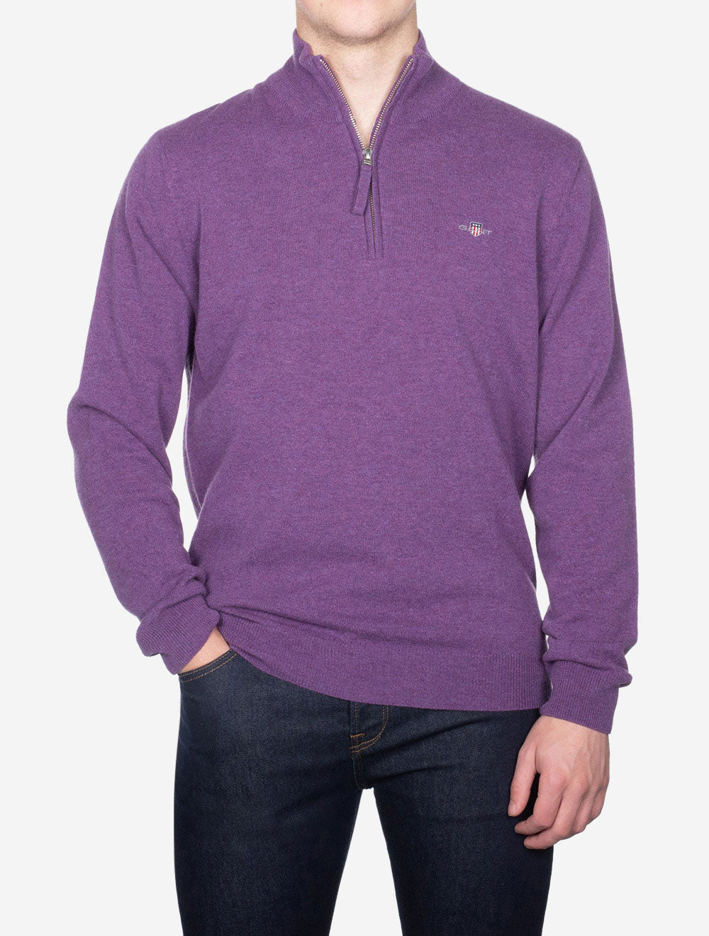 Gant Superfine Lambswool Half Zip Lilac AI1