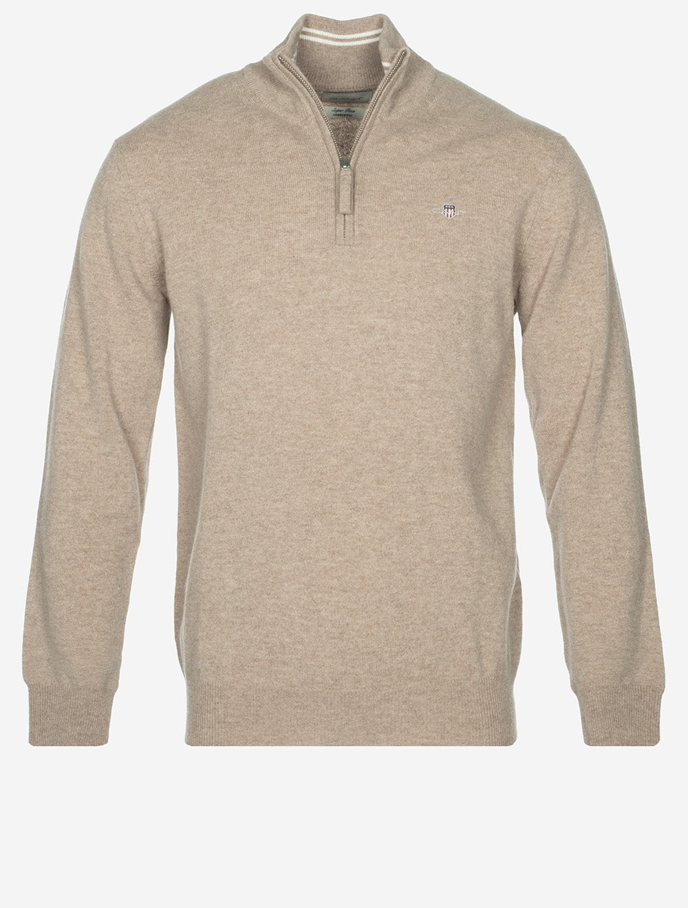 Superfine Lambswool Half Zip Dark Sand Melange