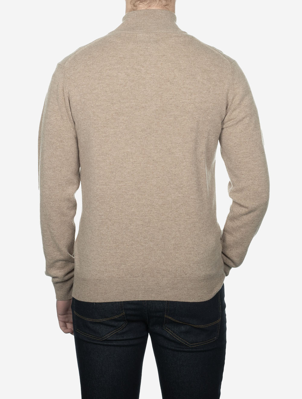 Superfine Lambswool Half Zip Dark Sand Melange