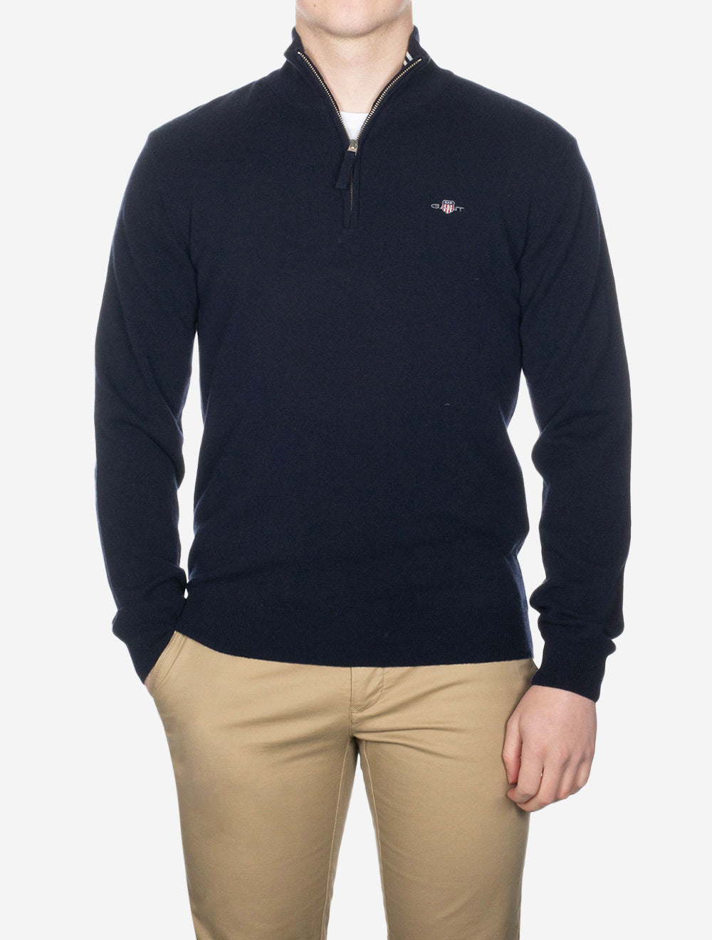 Gant Superfine Lambswool Half Zip Marine AI1