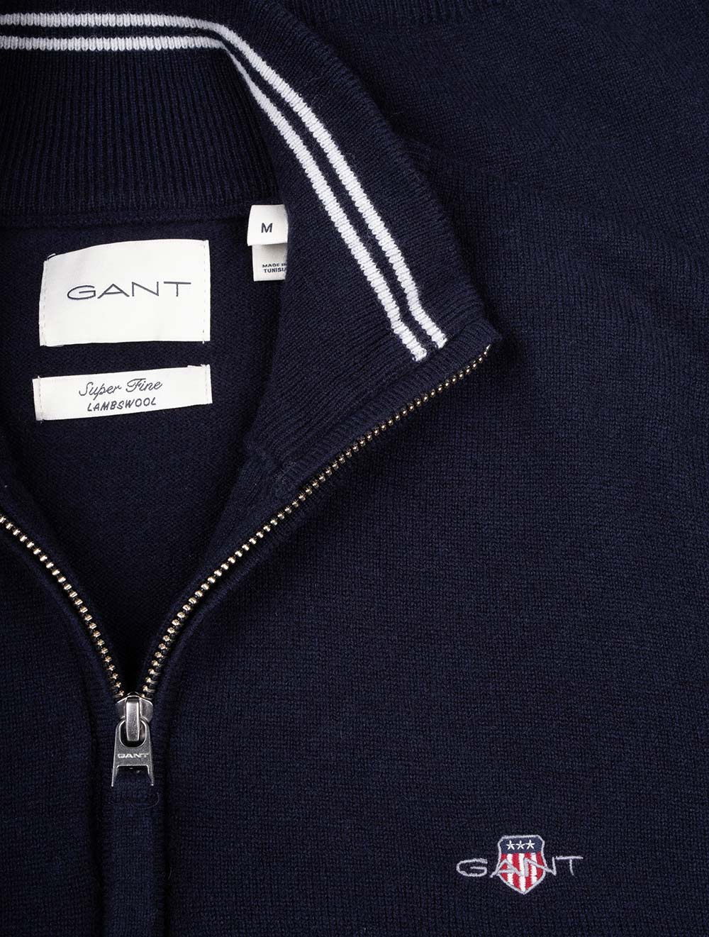 Gant Superfine Lambswool Half Zip Marine AI3