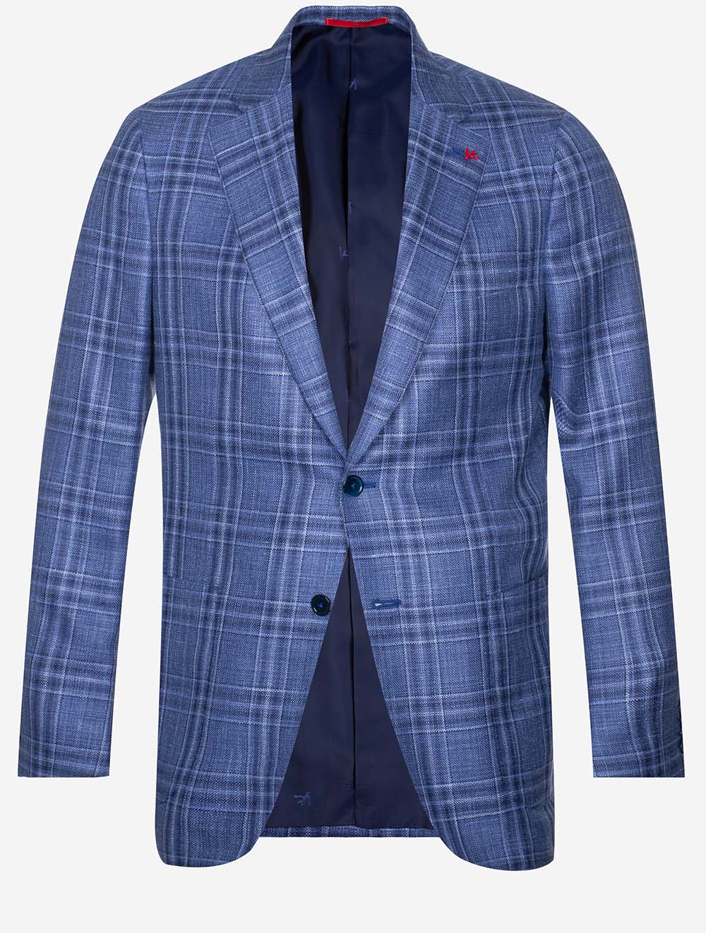 Isaia Galles Over Check Sports Jacket Blue MI