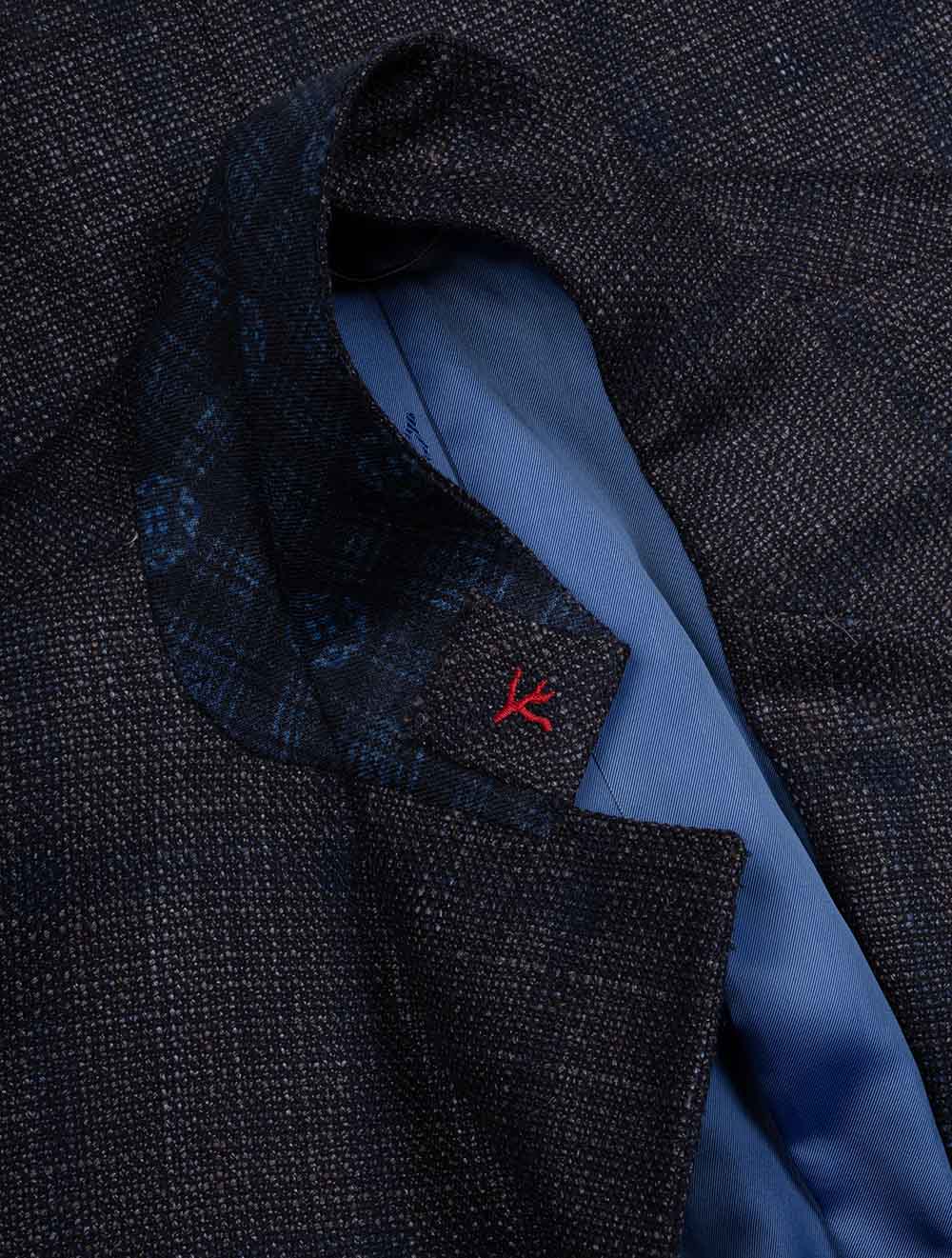 Isaia Subtle Check Sports Jacket Navy AI5