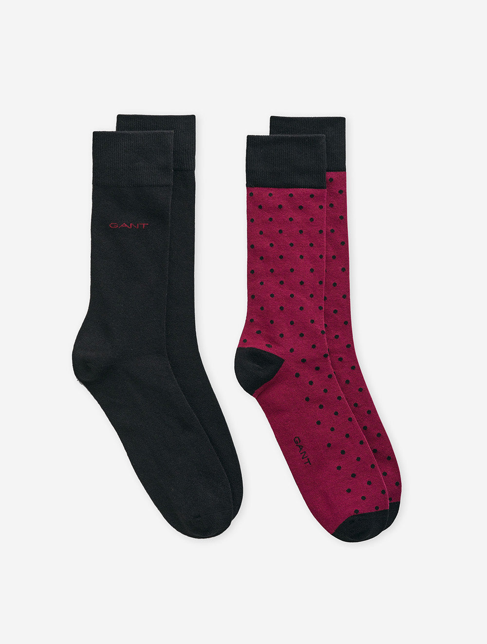 Gant Dot and Solid Socks 2 Pack Rich Wine MI