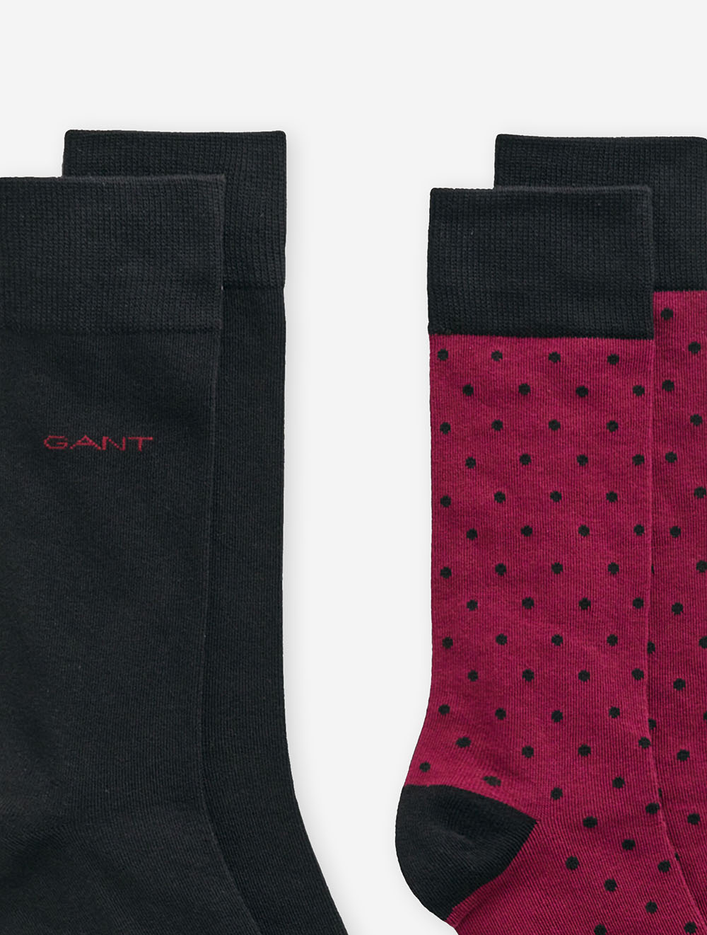 Gant Dot and Solid Socks 2 Pack Rich Wine AI1