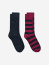 Gant Barstripe And Solid Socks 2 Pack Rich Wine MI