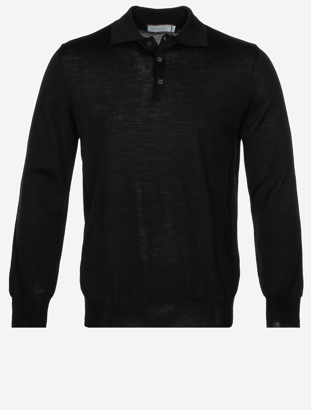 Long Sleeve Polo Merino Black