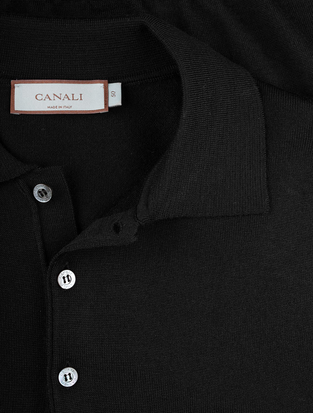 Long Sleeve Polo Merino Black