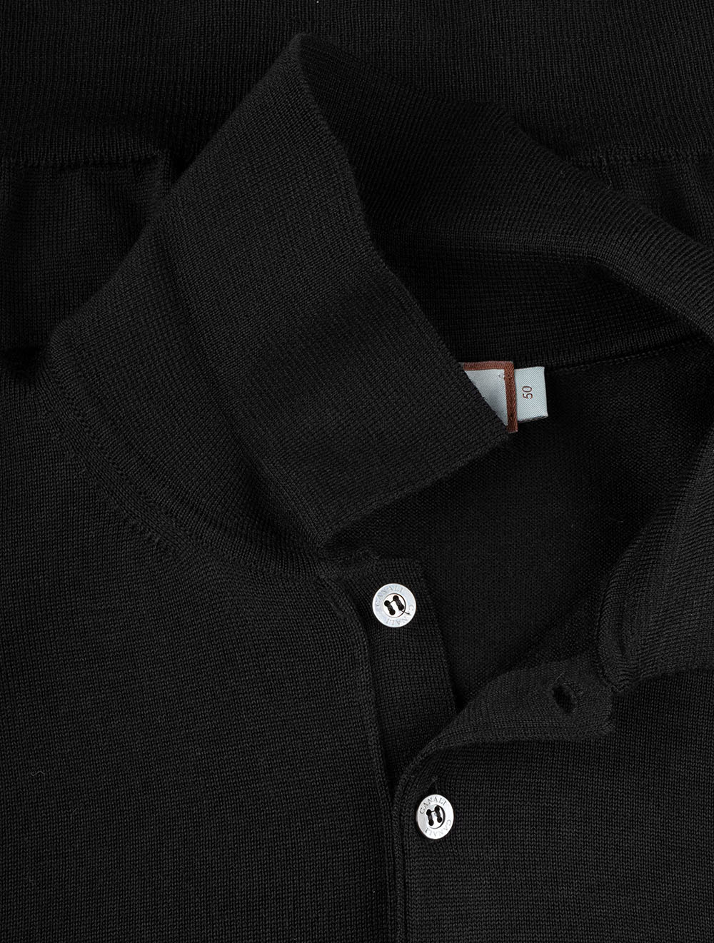 Long Sleeve Polo Merino Black