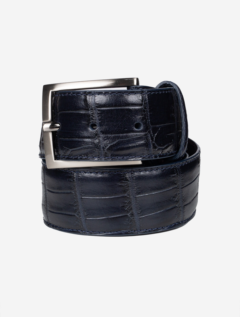 Ceinture à imprimé crocodile bleu marine