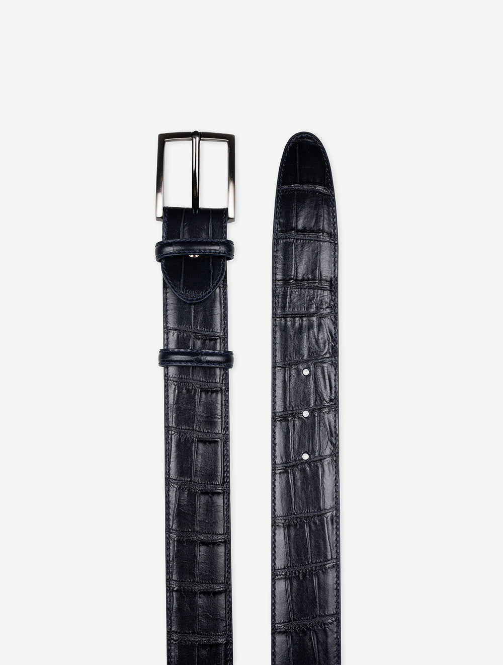 Ceinture à imprimé crocodile bleu marine