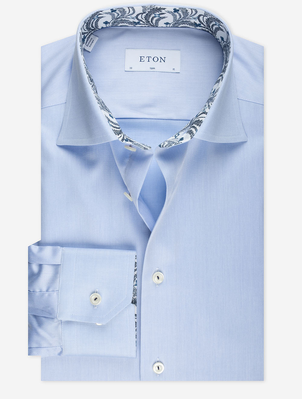 Floral Effect Signature Twill Slim Fit Shirt Blue