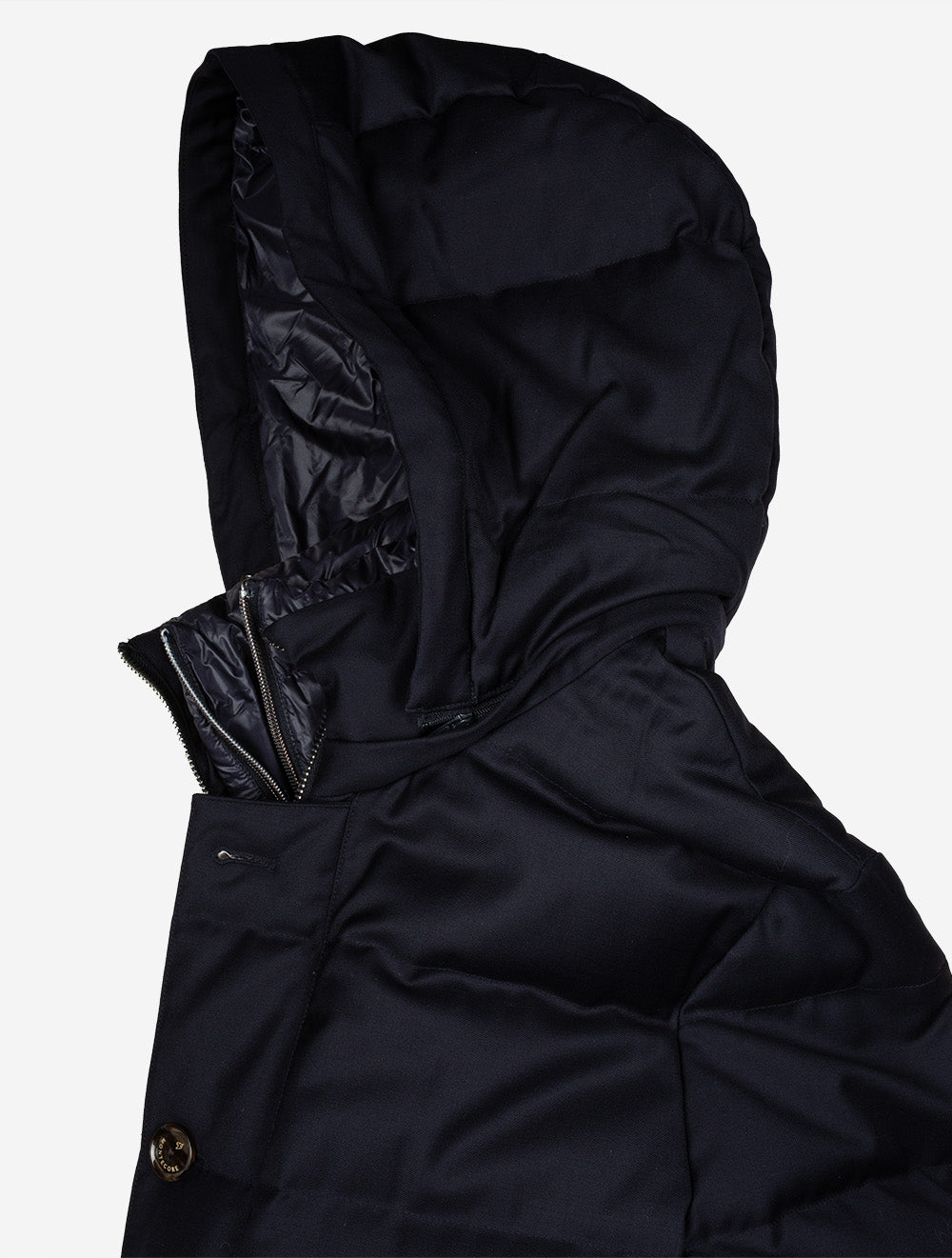 Padded Down Jacket With Hood Navy