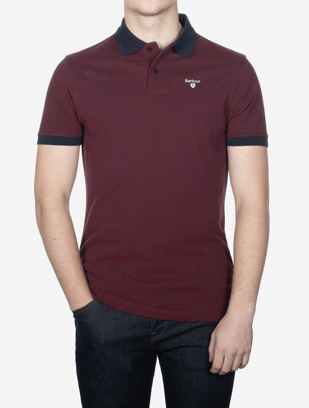 Barbour Essential Sports Polo Mix Dark Red AI1