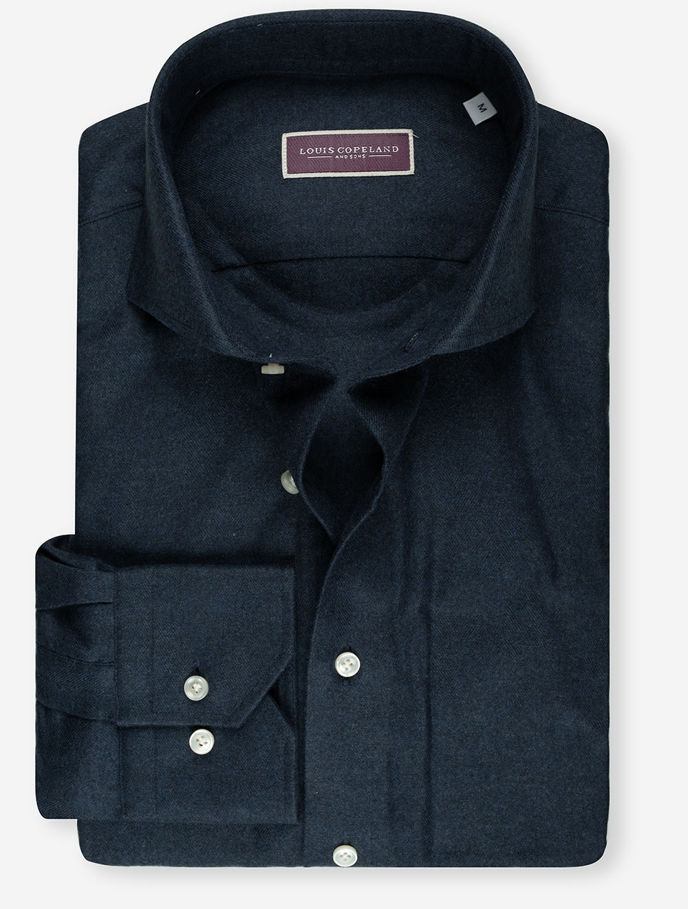 Plain Flannel Slim Fit Shirt Navy