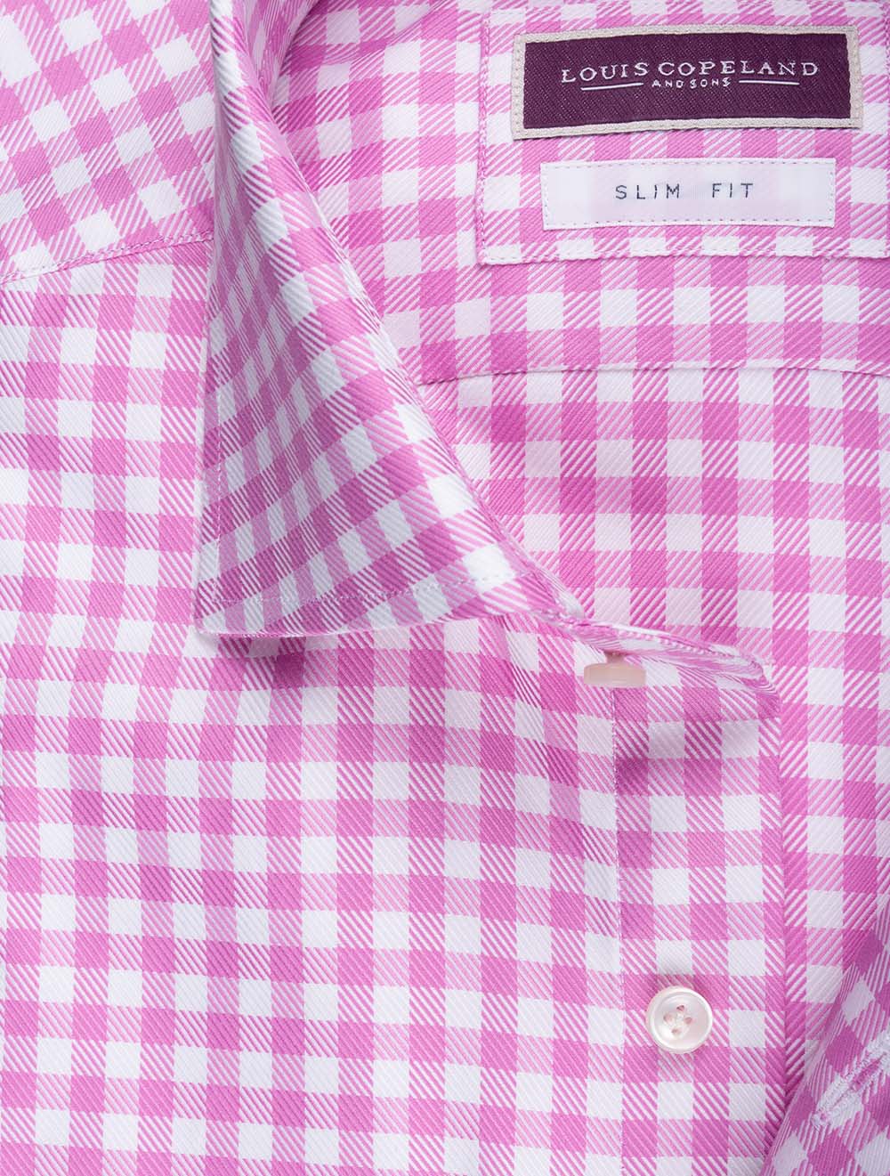 Slim Fit Gingham Check Shirt Pink