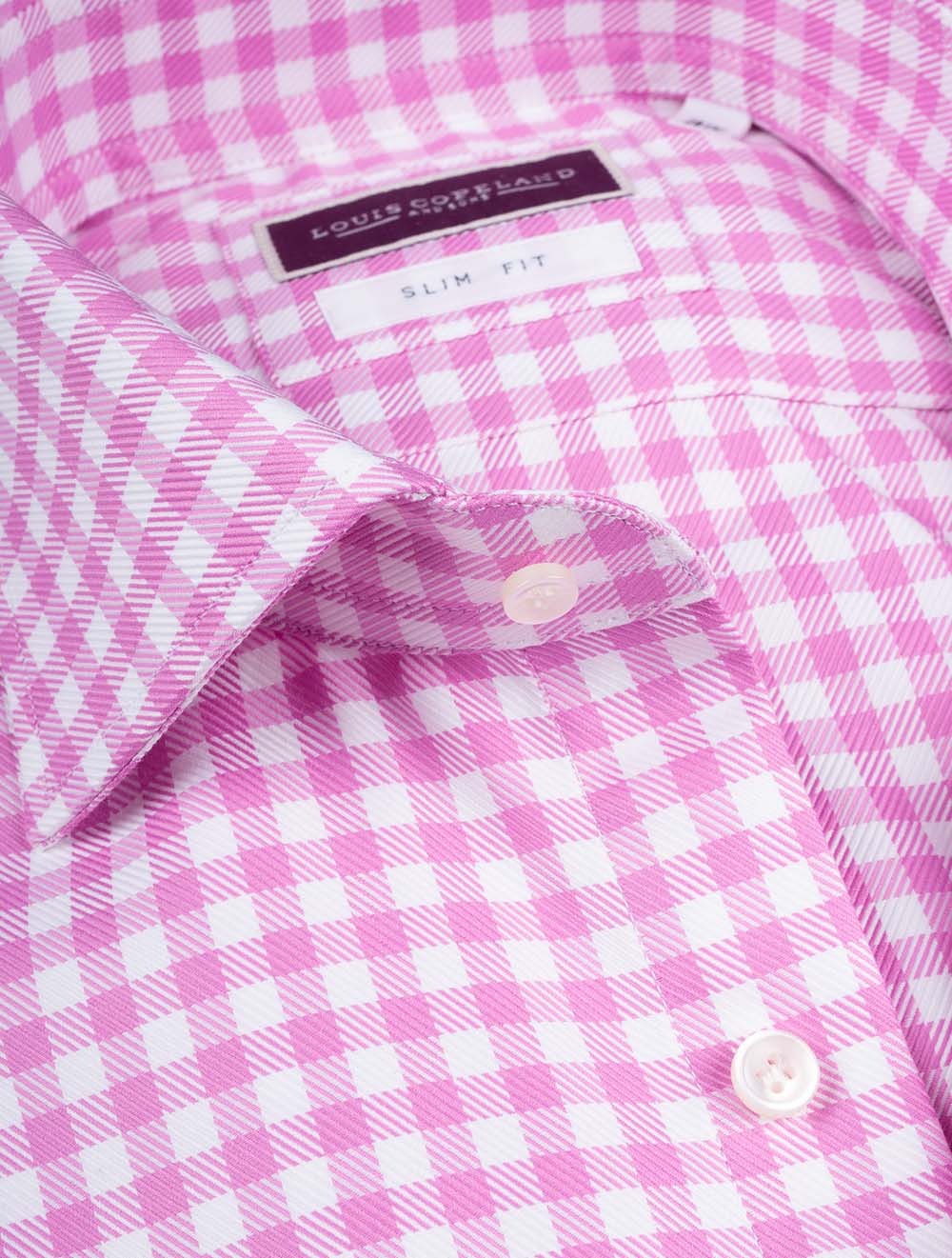 Slim Fit Gingham Check Shirt Pink