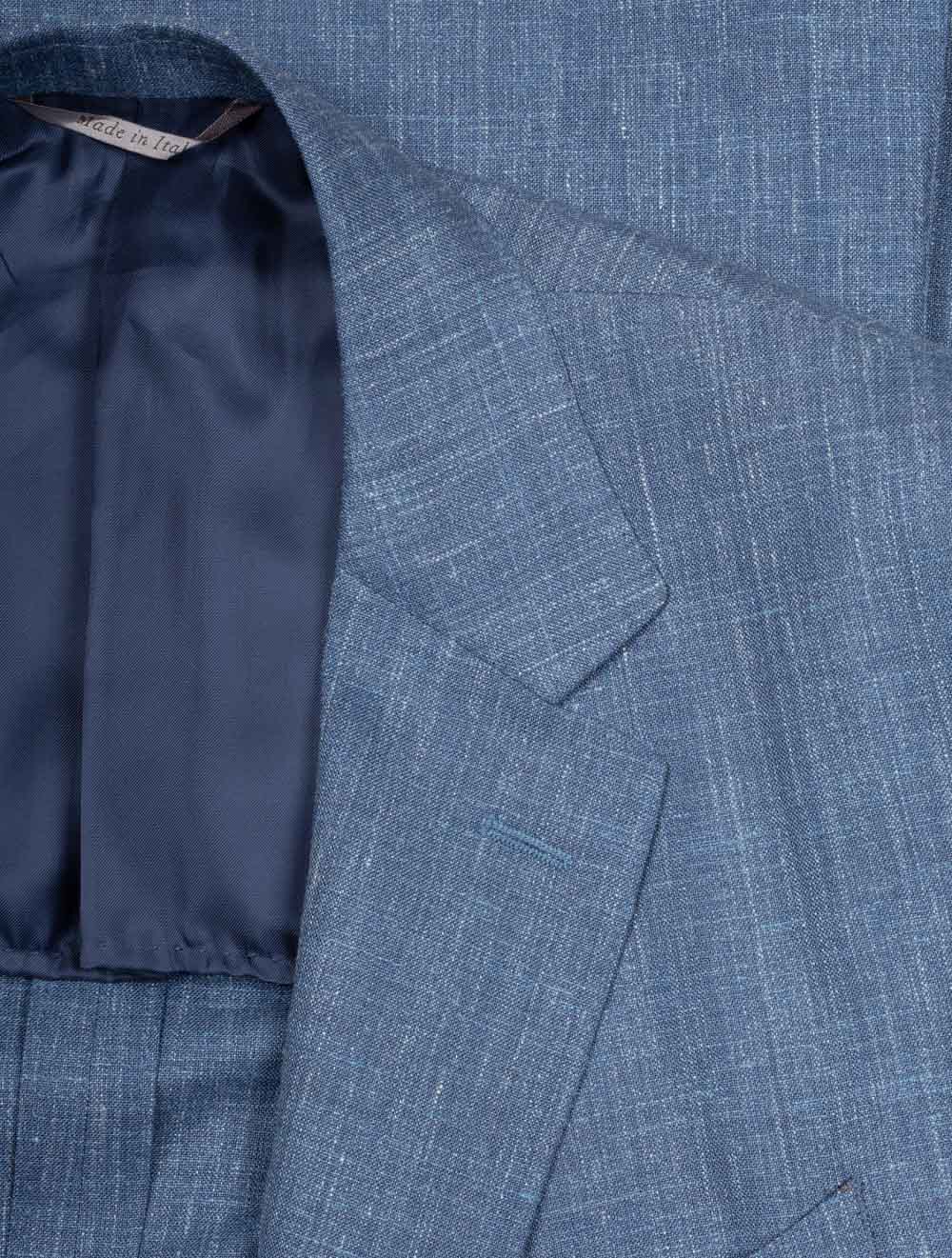 Canali Unlined Wool Silk Linen Suit Blue AI1