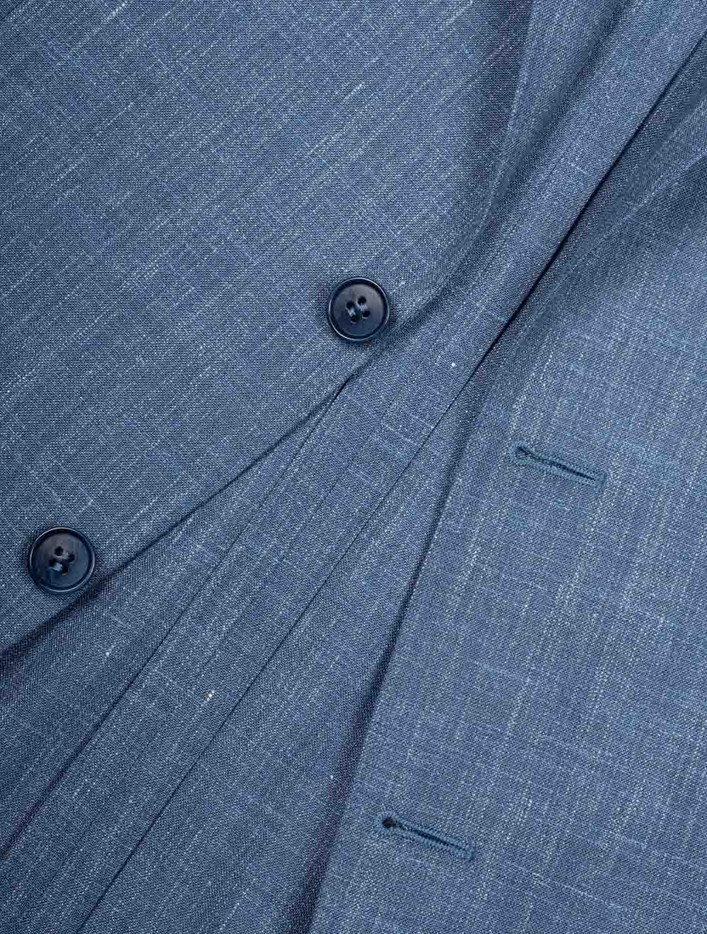 Canali Unlined Wool Silk Linen Suit Blue AI2