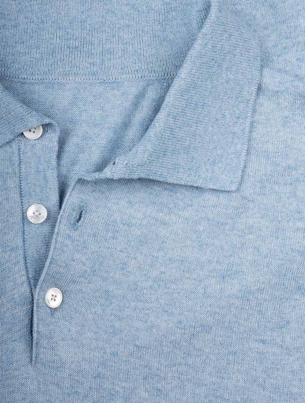 Louis Copeland Knit Long Sleeve Polo Blue AI3