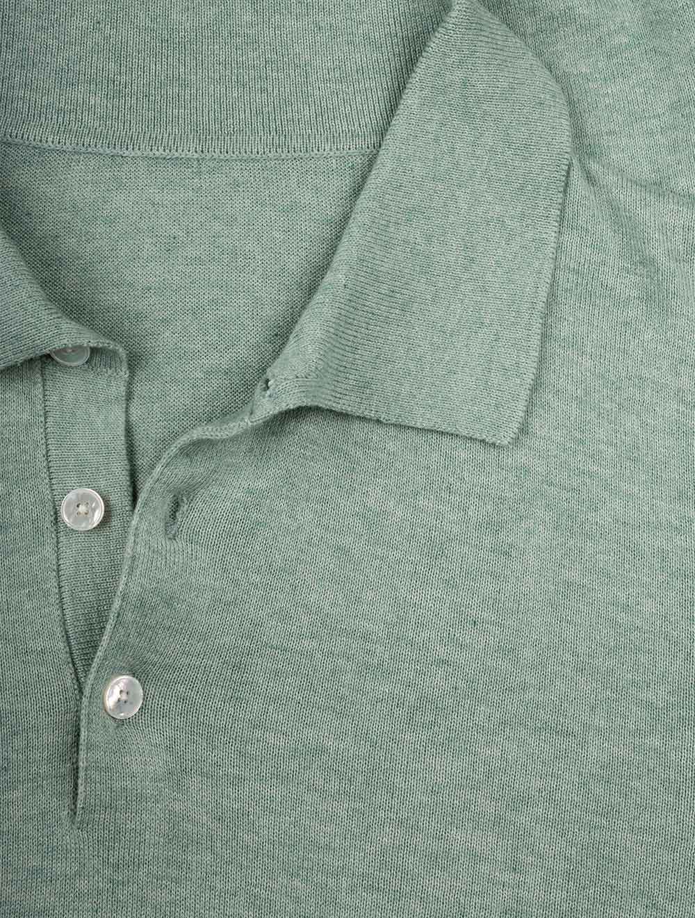 Louis Copeland Knit Long Sleeve Polo Sage AI3