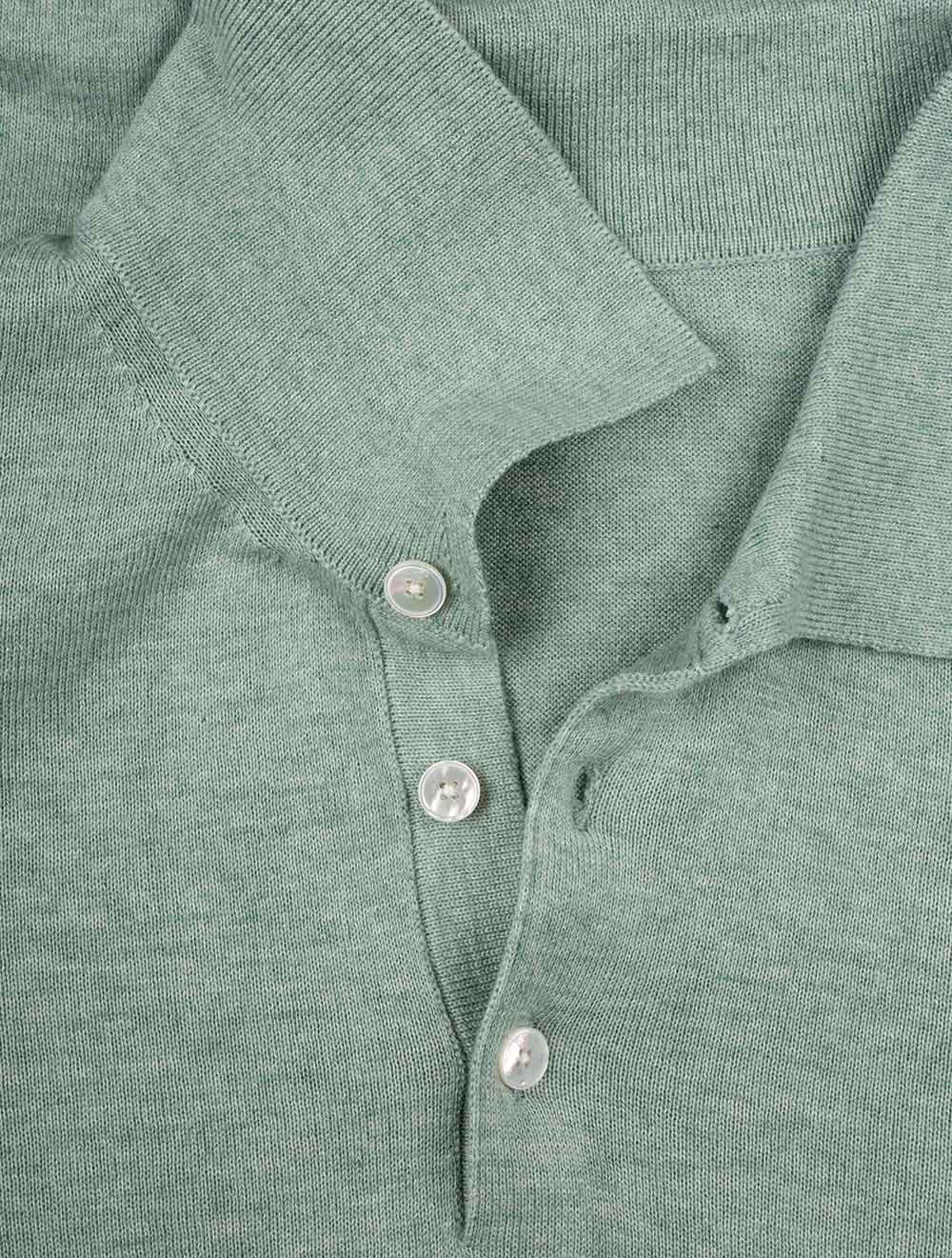 Louis Copeland Knit Long Sleeve Polo Sage AI4