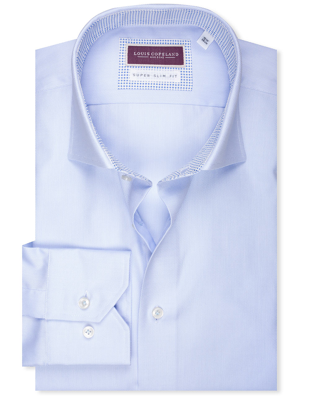 Louis Copeland Super Slim Fit PinPoint Shirt Blue MI