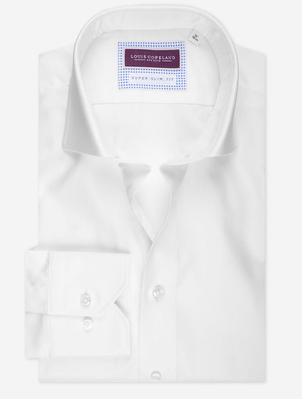 Chemise Pinpoint Super Slim à manchette simple, blanche